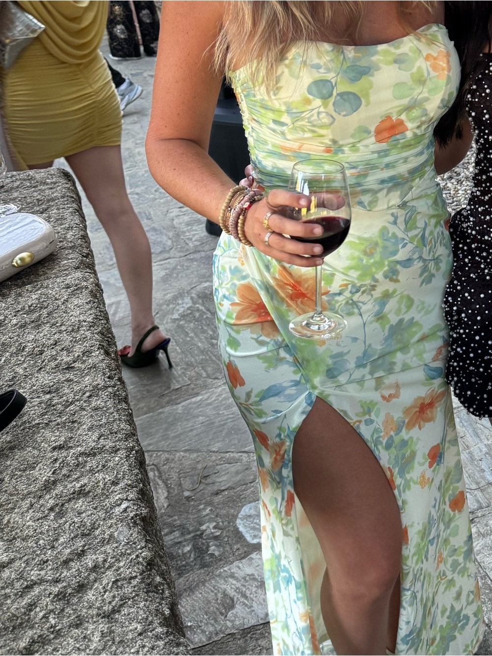Floral Strapless Maxi Dress with Front Slit - Picture 4 of 5